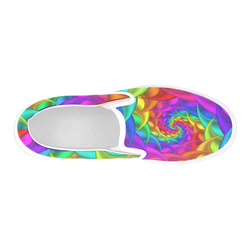 Psychedelic Rainbow Spiral Men's Slip-on Canvas Shoes (Model 019)