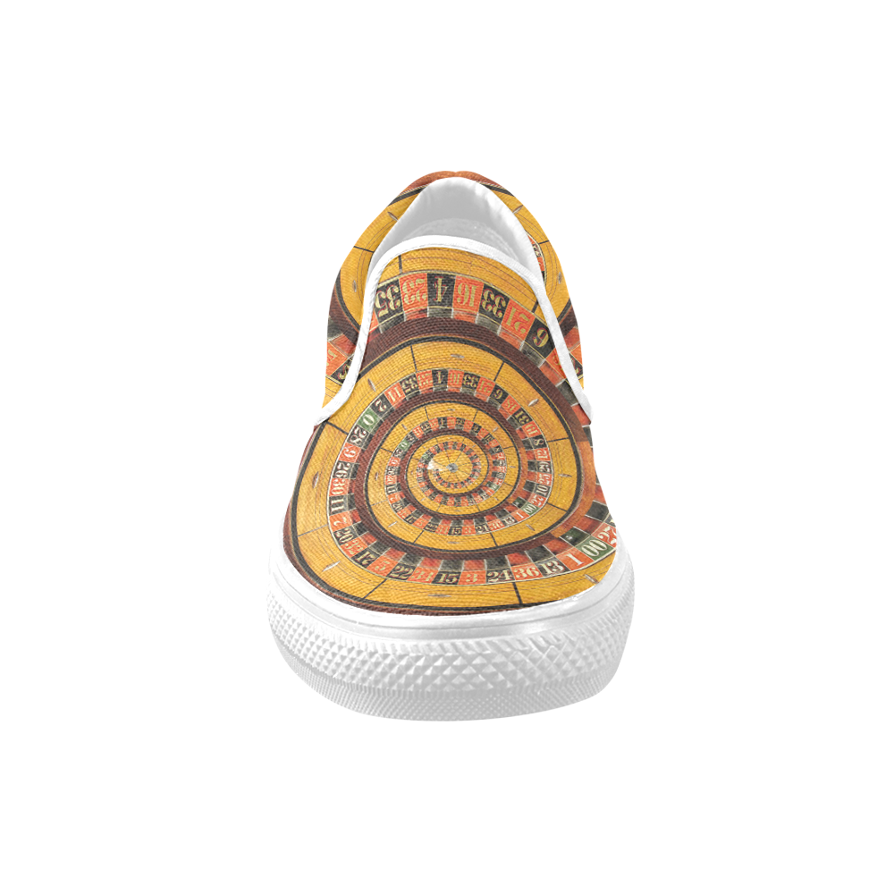 Casino Roullette Wheel Spiral Droste Women's Unusual Slip-on Canvas Shoes (Model 019)