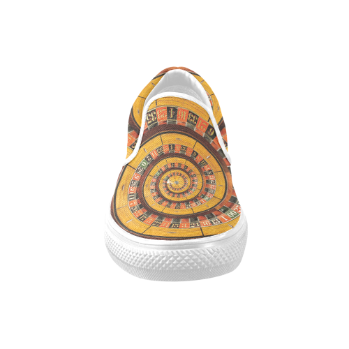 Casino Roullette Wheel Spiral Droste Women's Unusual Slip-on Canvas Shoes (Model 019)