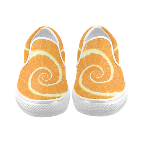 Citrus Orange Spiral Droste Men's Unusual Slip-on Canvas Shoes (Model 019)