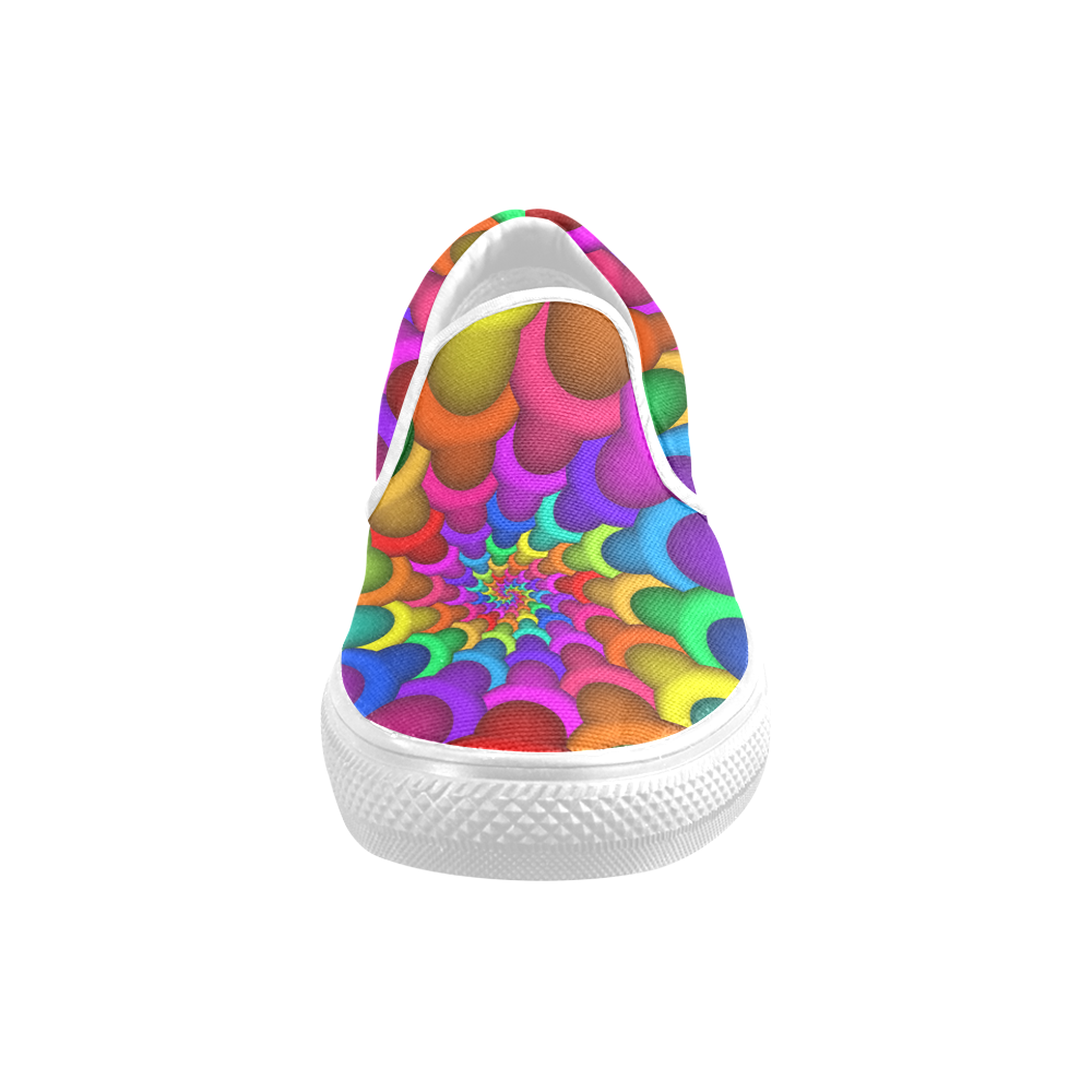 Psychedelic Rainbow Spiral Men's Slip-on Canvas Shoes (Model 019)