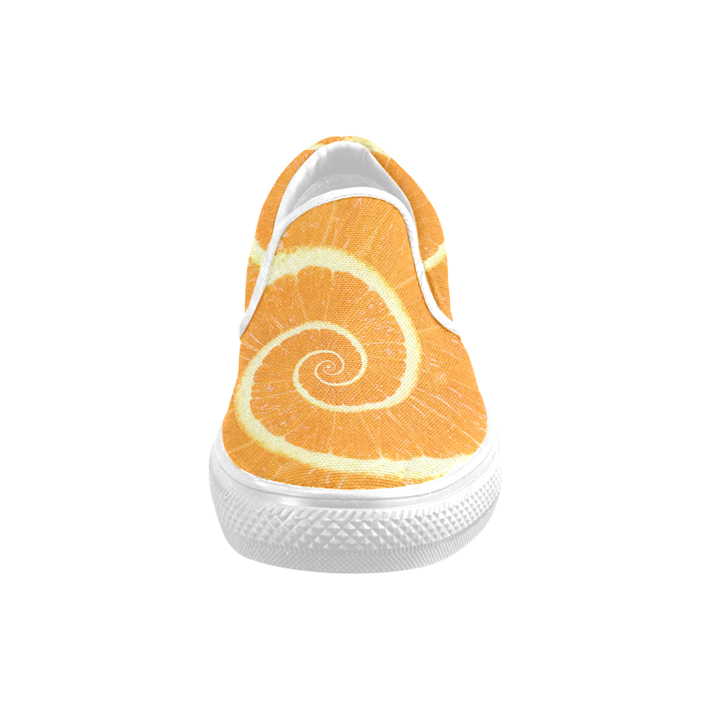 Citrus Orange Spiral Droste Men's Slip-on Canvas Shoes (Model 019)