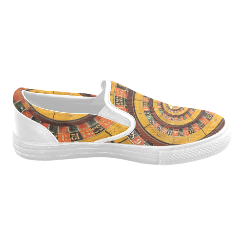 Casino Roullette Wheel Spiral Droste Men's Unusual Slip-on Canvas Shoes (Model 019)