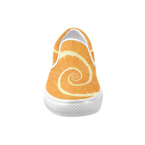 Citrus Orange Spiral Droste Men's Unusual Slip-on Canvas Shoes (Model 019)