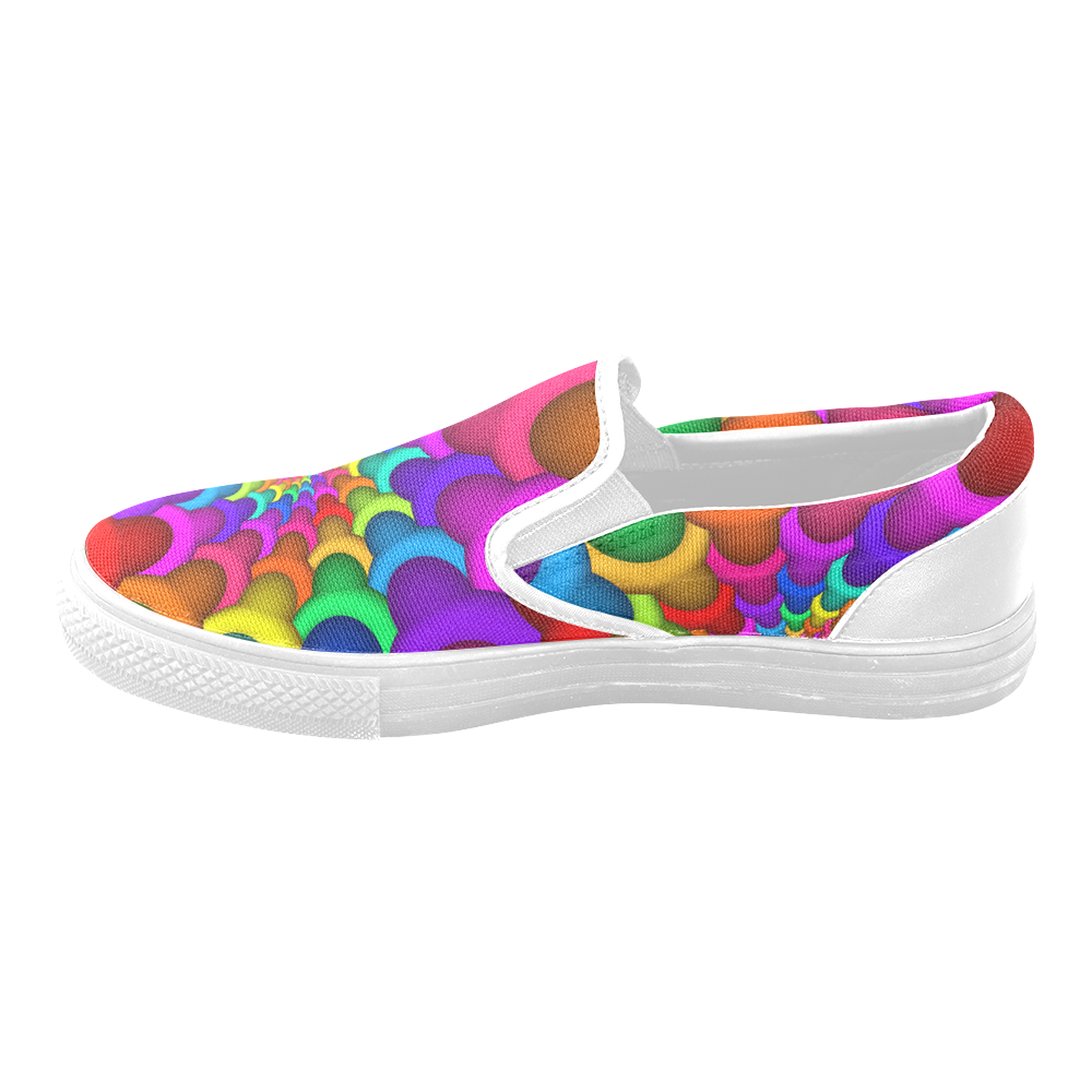 Psychedelic Rainbow Spiral Women's Unusual Slip-on Canvas Shoes (Model 019)