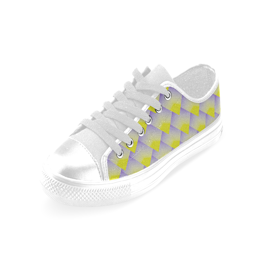 Geometric 3D Purple and Yellow Pyramids Men's Classic Canvas Shoes (Model 018)