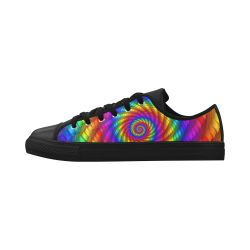 Psychedelic Rainbow Spiral Aquila Microfiber Leather Men's Shoes (Model 028)