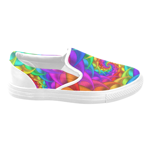 Psychedelic Rainbow Spiral Men's Unusual Slip-on Canvas Shoes (Model 019)