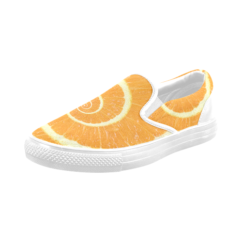 Citrus Orange Spiral Droste Men's Slip-on Canvas Shoes (Model 019)