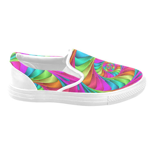 Psychedelic Rainbow Spiral Men's Unusual Slip-on Canvas Shoes (Model 019)