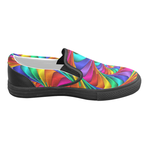 Psychedelic Rainbow Spiral Men's Slip-on Canvas Shoes (Model 019)