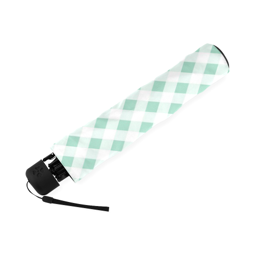 Mint Green Gingham Foldable Umbrella (Model U01)