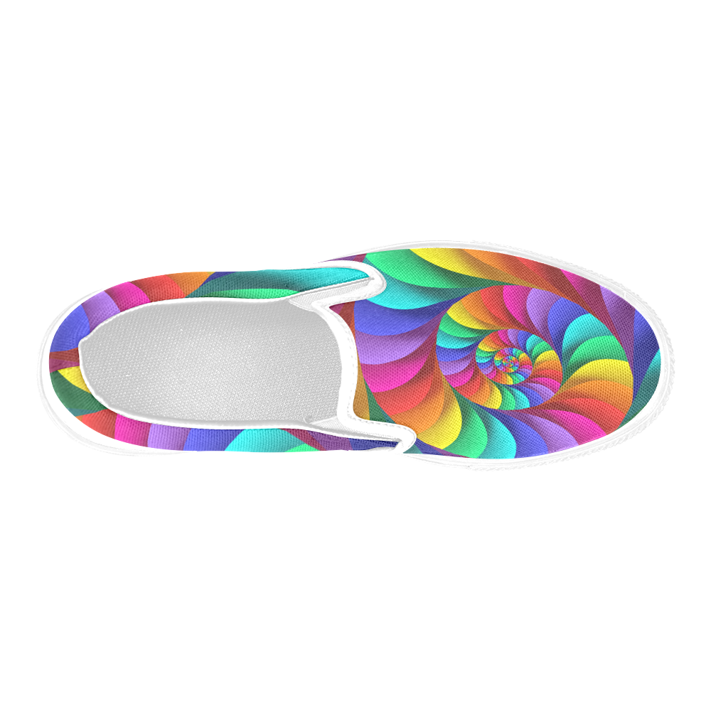 Psychedelic Rainbow Spiral Men's Slip-on Canvas Shoes (Model 019)