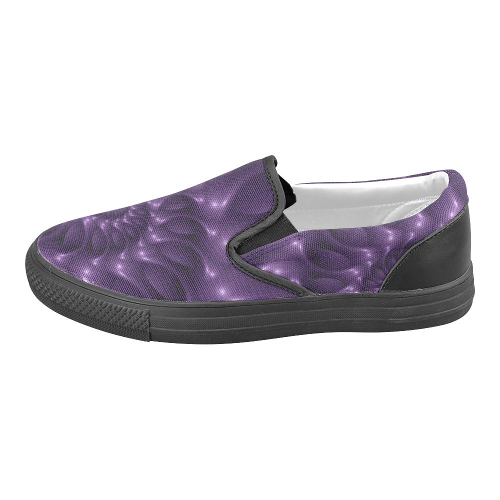 Digital Art Glossy Purple Fractal Spiral Men's Unusual Slip-on Canvas Shoes (Model 019)