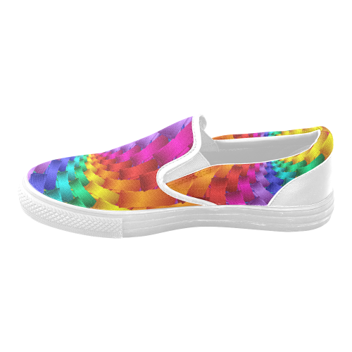 Psychedelic Rainbow Spiral Men's Unusual Slip-on Canvas Shoes (Model 019)