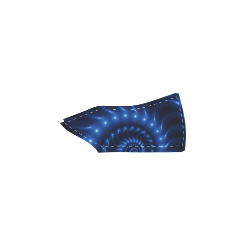 Digital Art Glossy Blue Spiral Fractal Women's Unusual Slip-on Canvas Shoes (Model 019)