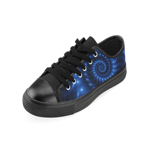 Digital Art Glossy Blue Spiral Fractal Men's Classic Canvas Shoes (Model 018)