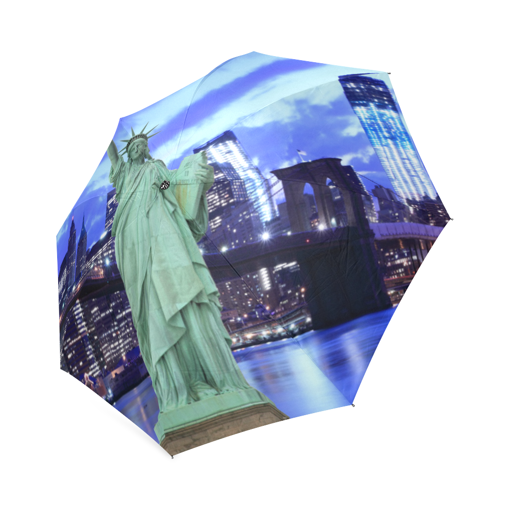 Brooklyn Bridge and The Statue of Liberty , New Yo Foldable Umbrella (Model U01)