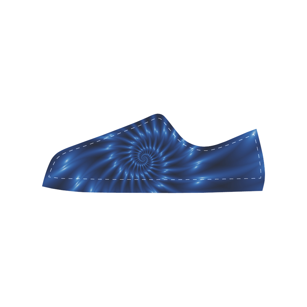 Digital Art Glossy Blue Spiral Fractal Men's Classic Canvas Shoes (Model 018)