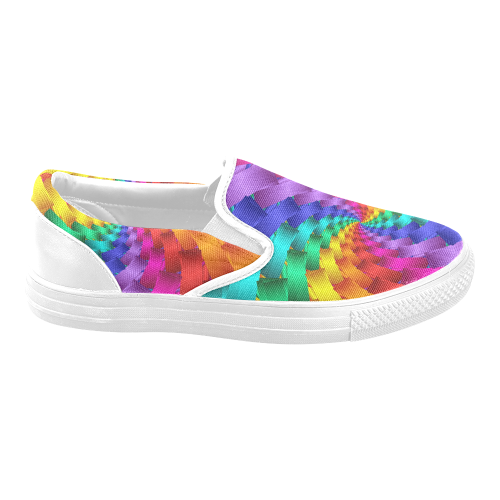 Psychedelic Rainbow Spiral Men's Unusual Slip-on Canvas Shoes (Model 019)