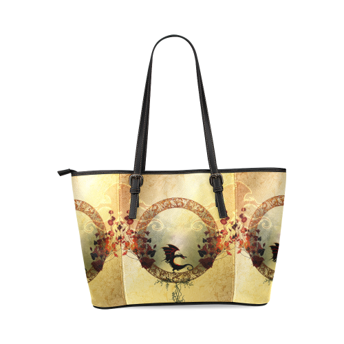 Cute little dragon Leather Tote Bag/Large (Model 1640)