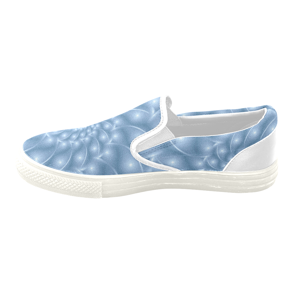 Digital Art Glossy Light Blue Spiral Fractal Men's Unusual Slip-on Canvas Shoes (Model 019)