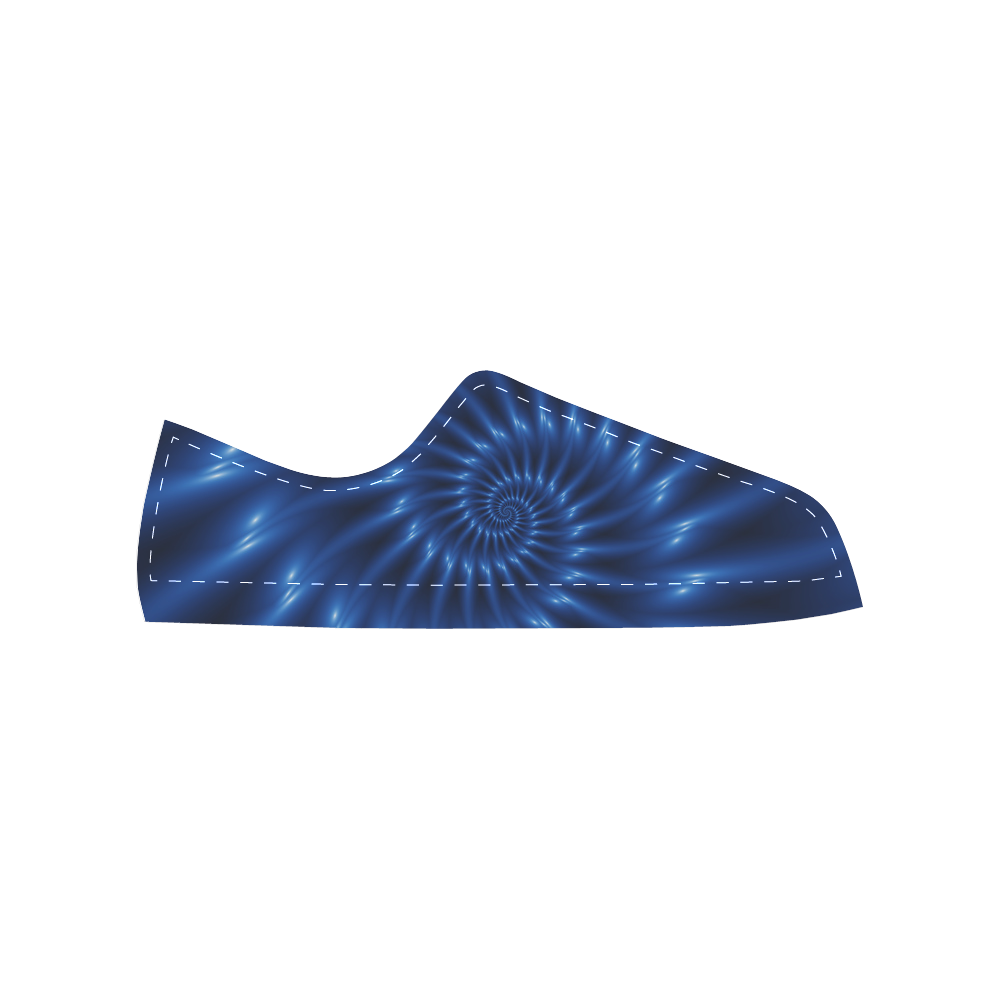 Digital Art Glossy Blue Spiral Fractal Men's Classic Canvas Shoes (Model 018)