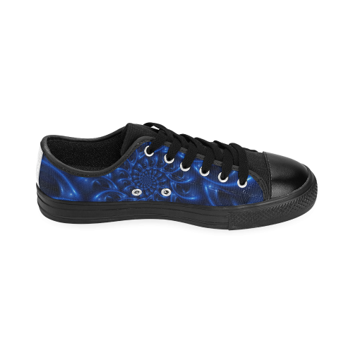 Digital Art Glossy Blue Spiral Fractal Men's Classic Canvas Shoes (Model 018)