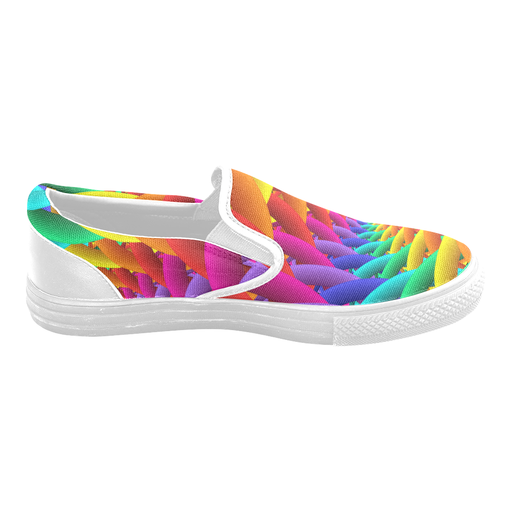 Psychedelic Rainbow Spiral Men's Unusual Slip-on Canvas Shoes (Model 019)