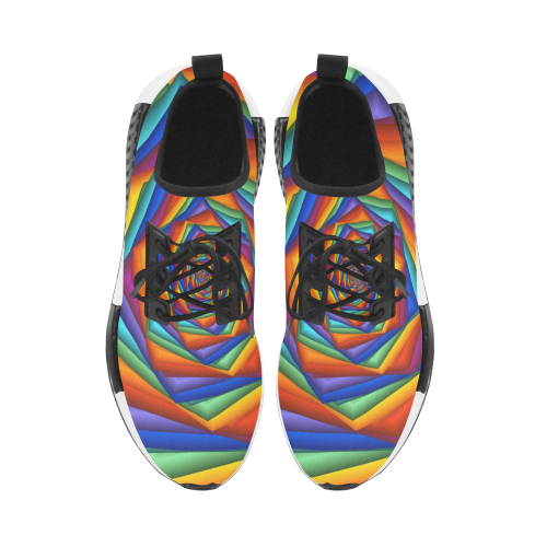 Psychedelic Rainbow Spiral Men’s Draco Running Shoes (Model 025)
