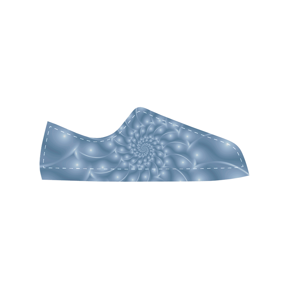 Digital Art Glossy Light Blue Spiral Fractal Men's Classic Canvas Shoes (Model 018)