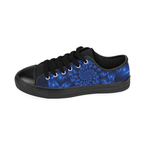 Digital Art Glossy Blue Spiral Fractal Men's Classic Canvas Shoes (Model 018)
