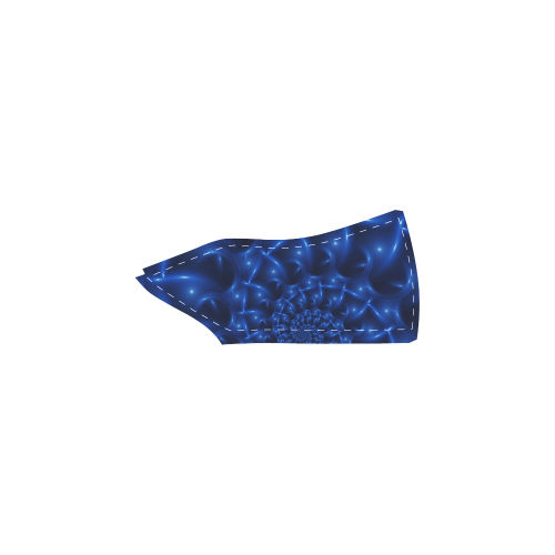 Digital Art Glossy Blue Spiral Fractal Men's Slip-on Canvas Shoes (Model 019)