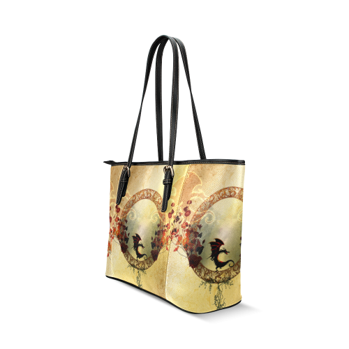 Cute little dragon Leather Tote Bag/Large (Model 1640)