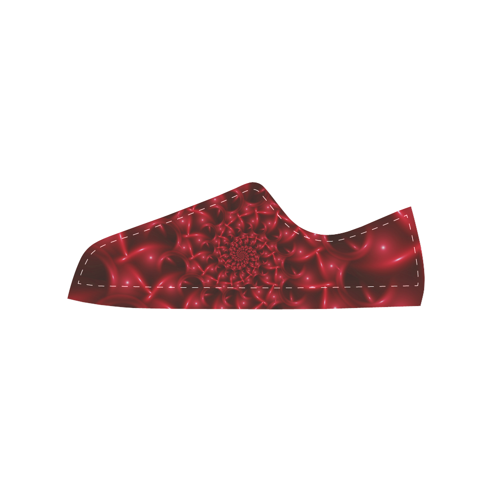 Digital Art Glossy Red Spiral Fractal Men's Classic Canvas Shoes (Model 018)