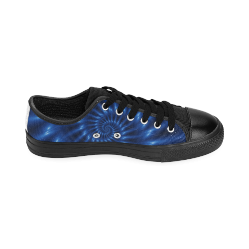 Digital Art Glossy Blue Spiral Fractal Men's Classic Canvas Shoes (Model 018)