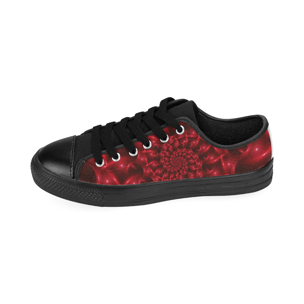 Digital Art Glossy Red Spiral Fractal Men's Classic Canvas Shoes (Model 018)