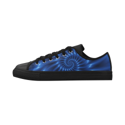 Digital Art Glossy Blue Spiral Fractal Aquila Microfiber Leather Men's Shoes (Model 028)