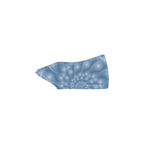 Digital Art Glossy Light Blue Spiral Fractal Women's Unusual Slip-on Canvas Shoes (Model 019)