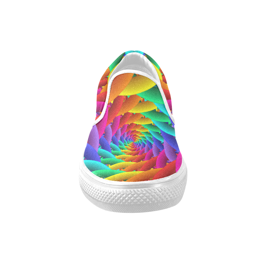 Psychedelic Rainbow Spiral Men's Unusual Slip-on Canvas Shoes (Model 019)