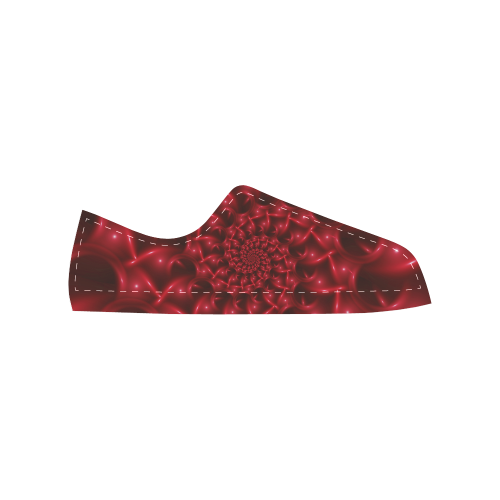 Digital Art Glossy Red Spiral Fractal Men's Classic Canvas Shoes (Model 018)