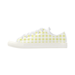 Pale Yellow Gingham Aquila Microfiber Leather Women's Shoes (Model 028)