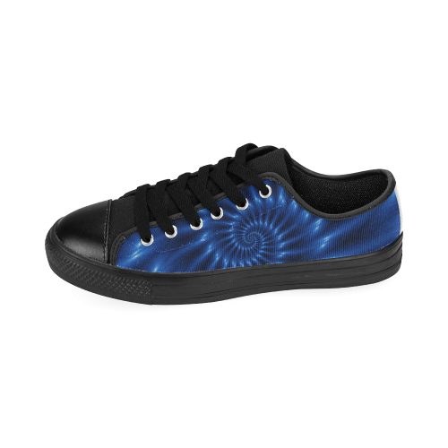 Digital Art Glossy Blue Spiral Fractal Men's Classic Canvas Shoes (Model 018)