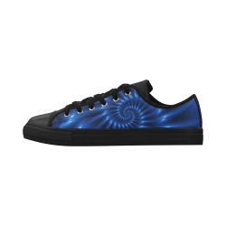 Digital Art Glossy Blue Spiral Fractal Aquila Microfiber Leather Women's Shoes (Model 028)