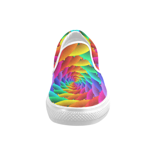 Psychedelic Rainbow Spiral Men's Unusual Slip-on Canvas Shoes (Model 019)