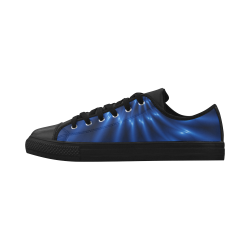 Digital Art Glossy Blue Spiral Fractal Aquila Microfiber Leather Women's Shoes (Model 028)