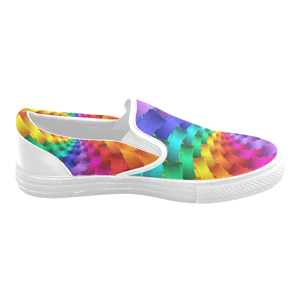 Psychedelic Rainbow Spiral Men's Unusual Slip-on Canvas Shoes (Model 019)