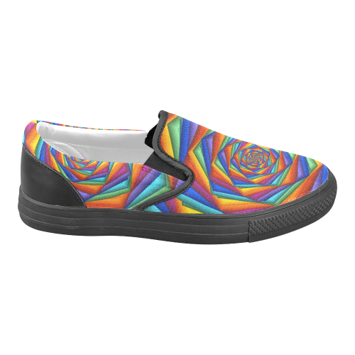 Psychedelic Rainbow Spiral Men's Unusual Slip-on Canvas Shoes (Model 019)
