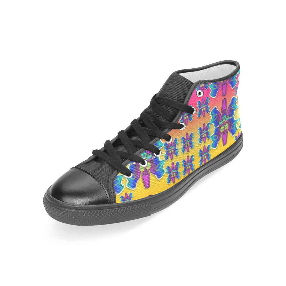Power Flower Butterflys into paradise Women's Classic High Top Canvas Shoes (Model 017)