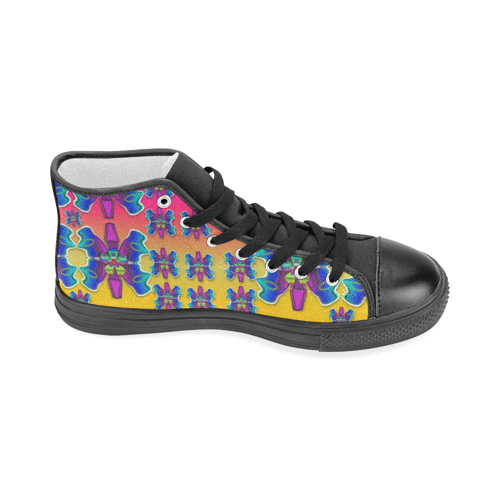 Power Flower Butterflys into paradise Men’s Classic High Top Canvas Shoes (Model 017)